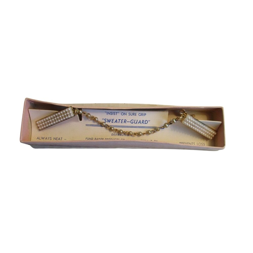*Vintage 'Sweater-Guard' Goldtone with Mini Pearl Accents - New Old Stock